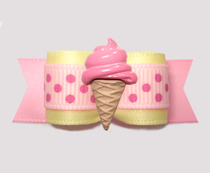 #3228 - 5/8" Dog Bow - Sweet Treat, Baby Yellow/Pink, Ice Cream