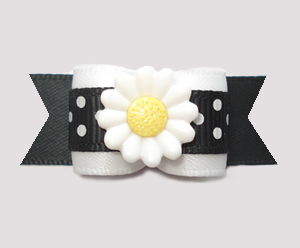 #3229 - 5/8" Dog Bow - Delightful Daisy Dots, White/Black