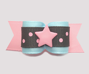 #3240 - 5/8" Dog Bow - My Little Star, Pink/Brown/Blue