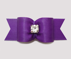 #3242 - 5/8" Dog Bow - Satin, Regal Purple, Rhinestone