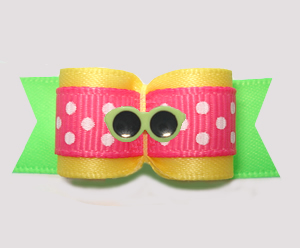 #3245 - 5/8" Dog Bow - Sunny Yellow/Green w/Pink, Cool Shades