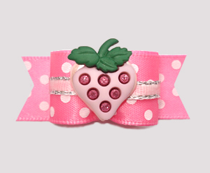 #3249 - 5/8" Dog Bow - Little Sugar Dots, Sweet Pink Strawberry