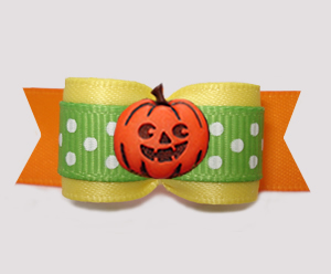 #3253 - 5/8" Dog Bow - Happy Pumpkin, Sunny Yellow/Orange/Green