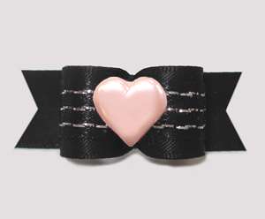 #3262 - 5/8" Dog Bow - Classic Black, Touch of Glam, Pink Heart