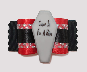 #A6916 - 7/8" Dog Bow - Vampire Coffin, "Come In for A Bite!"