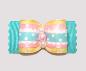 #A6930 - 7/8" Dog Bow - Country Cottage Ruffle, Pastels