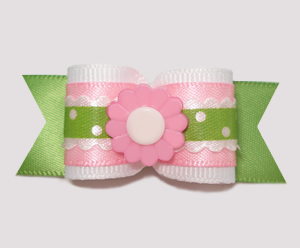 #A6941 - 7/8" Dog Bow - Country Cottage Ruffle, Pink Flower