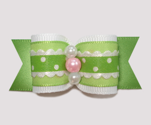 #A6942 - 7/8" Dog Bow - Country Cottage Ruffle, Green