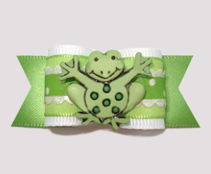 #A6946 - 7/8" Dog Bow - Cute Little Garden Froggie, Green
