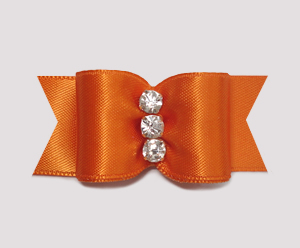 #A6956 - 7/8" Dog Bow - Gorgeous Vibrant Orange, Rhinestones