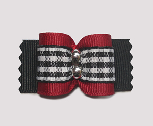 #A6960 - 7/8" Dog Bow - Classic Red with Black/White Gingham