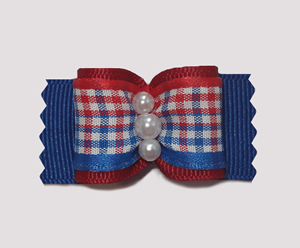 #A6961 - 7/8" Dog Bow - Patriotic Red, White & Blue