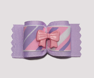 #A6969 - 7/8" Dog Bow - Candy Floss Stripes, Purple/Pink Ribbon