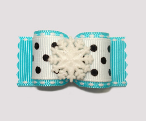 #A6993 - 7/8" Dog Bow - Winter Wonderland, Blue, Snowflake