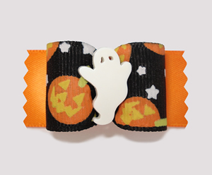 #A7004 - 7/8" Dog Bow - Halloween Boo, Ghostly Pumpkins