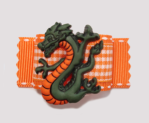 #A7005 - 7/8" Dog Bow - Original, Exotic Dragon, Vibrant Orange