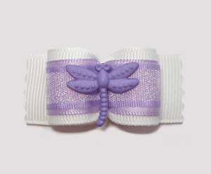 #A7027 - 7/8" Dog Bow - Pretty Lavender Sparkle with Dragonfly
