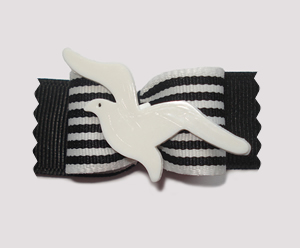 #A7040 - 7/8" Dog Bow - Soaring Seagull, Classic B/W Stripe