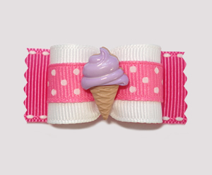 #A7061 - 7/8" Dog Bow - Pink, Cute Dots, Purple Ice Cream Cone