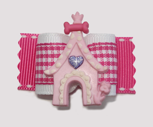 #A7103 - 7/8" Dog Bow - Princess Castle, Pretty in Pink Gingham