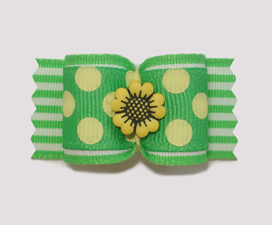 #A7109 - 7/8" Dog Bow - Lemon & Lime, Sweet Yellow Flower