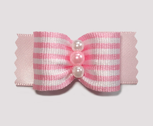 #A7130 - 7/8" Dog Bow - Pretty as a Princess, Pink Stripes