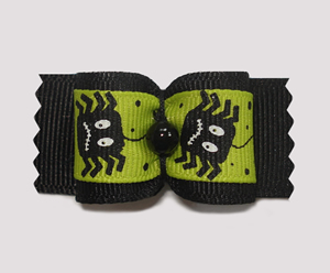 #A7135 - 7/8" Dog Bow - Spooky Spiders, Black & Green