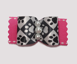 #A7147 - 7/8" Dog Bow - Pawsitively Sweet Paws, Pink