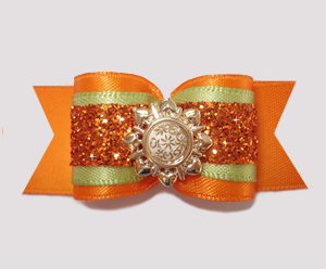#A7216 - 7/8" Dog Bow - Stunning, Vibrant Orange Glitter