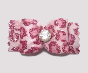 #A7240 - 7/8" Dog Bow - Gorgeous Pink Leopard Glitter with Bling