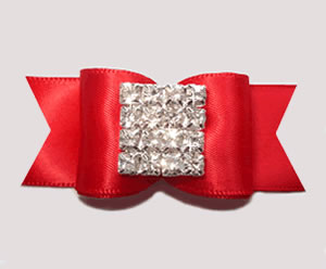 #A7249 - 7/8" Dog Bow - Stunning, Classic Red Elegance, Pave