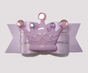 #A7252 - 7/8" Dog Bow - Lovely Lavender Satin, Crown