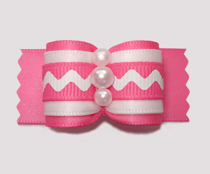#A7288 - 7/8" Dog Bow - Playful Pink/White ZigZag
