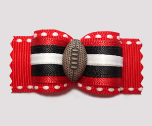 #A7307 - 7/8" Dog Bow - Sporty Football, Red/Black