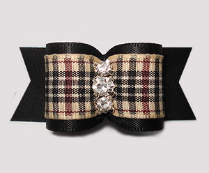 #A7356 - 7/8" Dog Bow - Classic Designer Plaid on Black