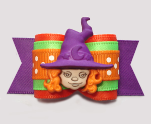#A7395 - 7/8" Dog Bow - Adorable Happy Little Halloween Witch