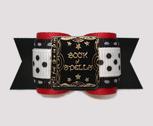 #A7429 - 7/8" Dog Bow - Magical Book of Spells, Red/Black/White