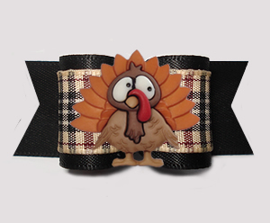 #A7438 - 7/8" Dog Bow - Thanksgiving Turkey, Designer Plaid