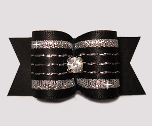 #A7466- 7/8" Dog Bow- Gorgeous Classic Black Sparkle, Rhinestone