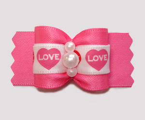 #A7472 - 7/8" Dog Bow - Love Hearts, Pretty Pink