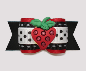 #A7508 - 7/8" Dog Bow - Bling Strawberry, Red/Black/White