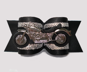 #A7512 - 7/8" Dog Bow - Vroom! Cool Motorcycle, Black/Silver