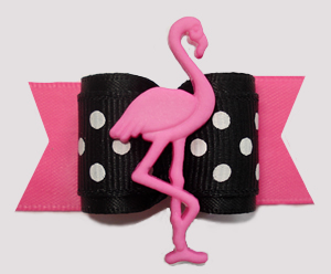 #A7515 - 7/8" Dog Bow - Flamingo Flair, Black/White/Pink