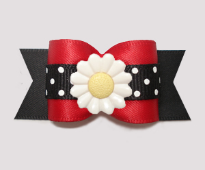 #A7554 - 7/8" Dog Bow - Delighful Daisy Dots, Red/Black