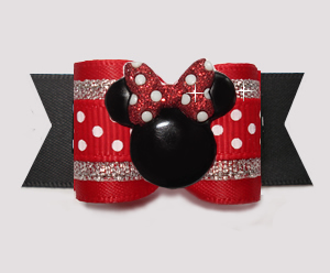 #A7556 - 7/8" Dog Bow - Classic Minnie Mouse, Red/Black