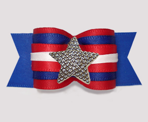 #A7560 - 7/8" Dog Bow - Patriotic Star, Red/White/Blue