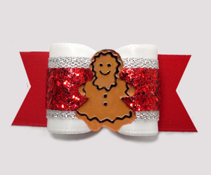 #A7571 - 7/8" Dog Bow - Gorgeous Gingerbread Girl w/Sparkle