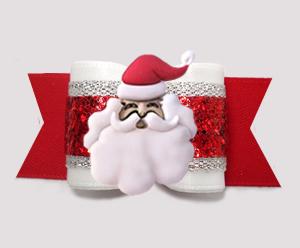 #A7590 - 7/8" Dog Bow - Special Santa with Holiday Sparkle - Click Image to Close
