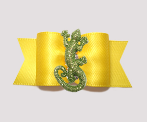 #A7626 - 7/8" Dog Bow - Fabulous Leapin' Lizard on Sunny Yellow