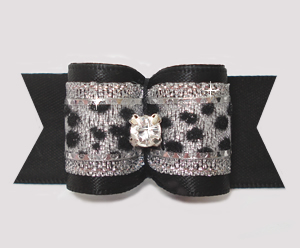 #A7660- 7/8" Dog Bow- Stunning & Georgeous Blk Leopard w/Sparkle